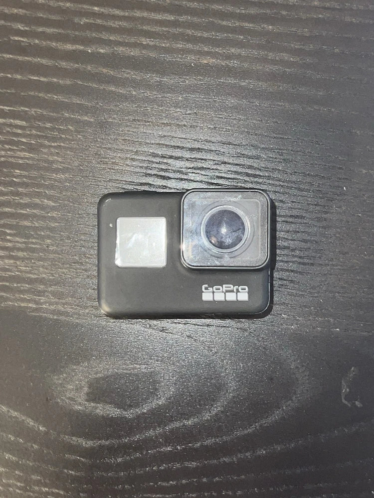 GoPro Hero 7 Black Edition action camera with front screen and circular lens