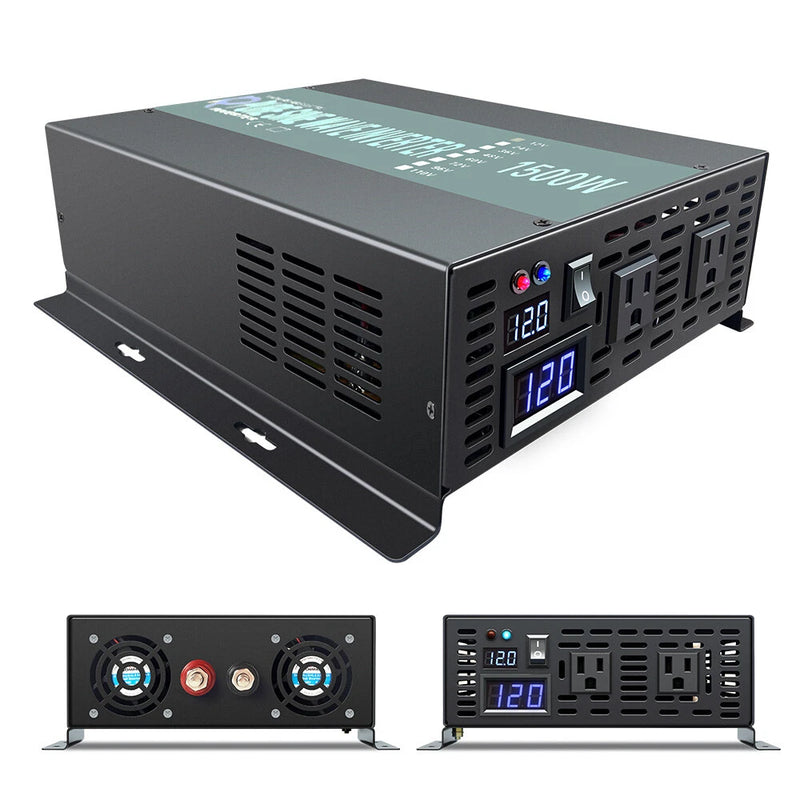 1500W Pure Sine Wave Power Inverter 110V DC to 120/220/240V AC  Car Home solar