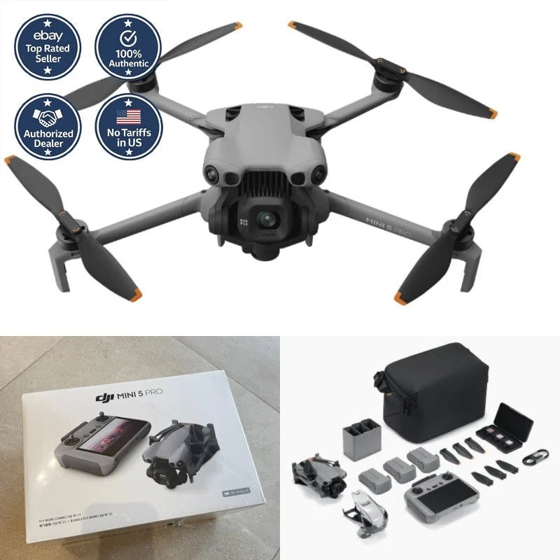 DJI Mini 5 Pro drone kit with batteries and storage bag