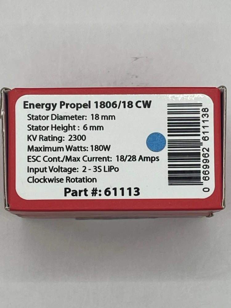 RC brushless motor in red box with white spec label (clockwise rotation)