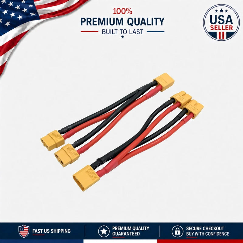 XT60 Parallel Y Splitter - 2 Pack 12AWG Cable for Efficient RC Battery Charging Battery