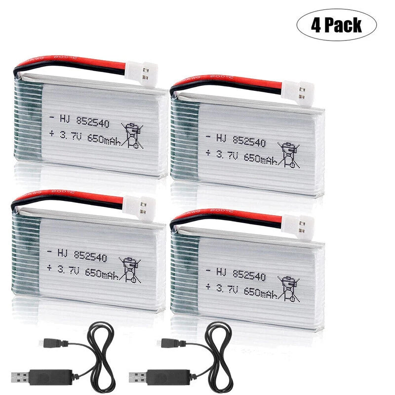 4PCS Drone Battery 3.7V 650mAh Lipo Batteries with Charger for SYMA X5 Serial