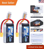 3S Lipo Battery 2200mAh 11.1V 50C Shorty Pack Battery with XT60 Plug for RC C...