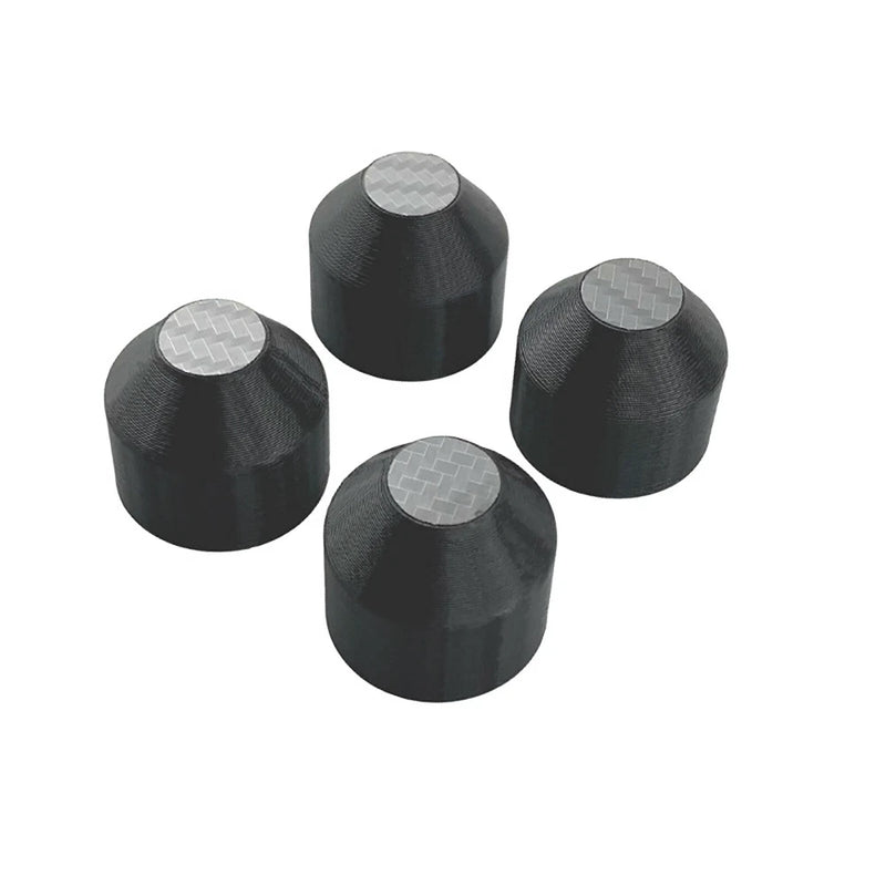 Set of 4 black drone motor protective cover cases with textured top inserts