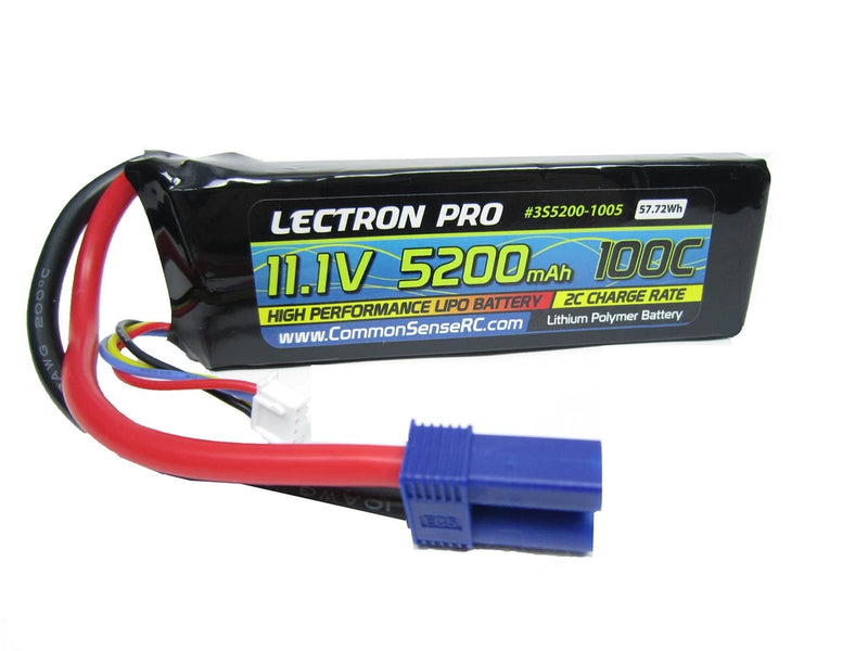 LECTRON PRO 3S LIPO 11.1 5200MAH 100C BATTERY: EC5 Battery