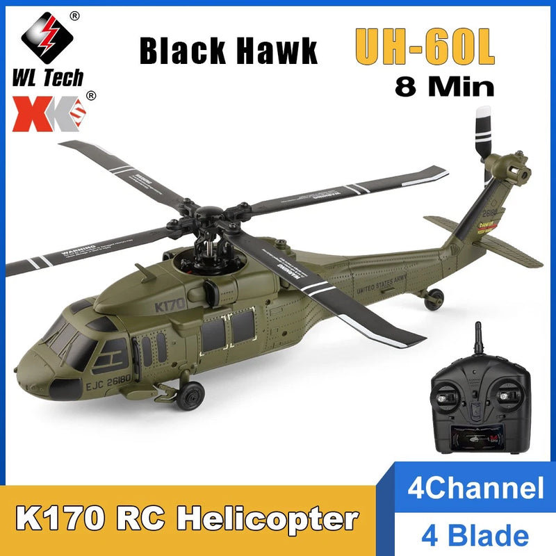 Wltoys XK K170 Black Hawk RC Helicopter UH-60L Brushless 6-Axis 4CH RTF