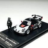 MC 1/64 Porsche RWB 964 #77 High Wing White Bone Dragon Model Diecast Metal Car