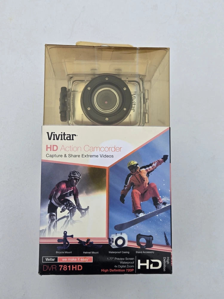 Vivitar DVR 781HD HD Waterproof Action Camcorder LCD Screen Helmet Mount Silver