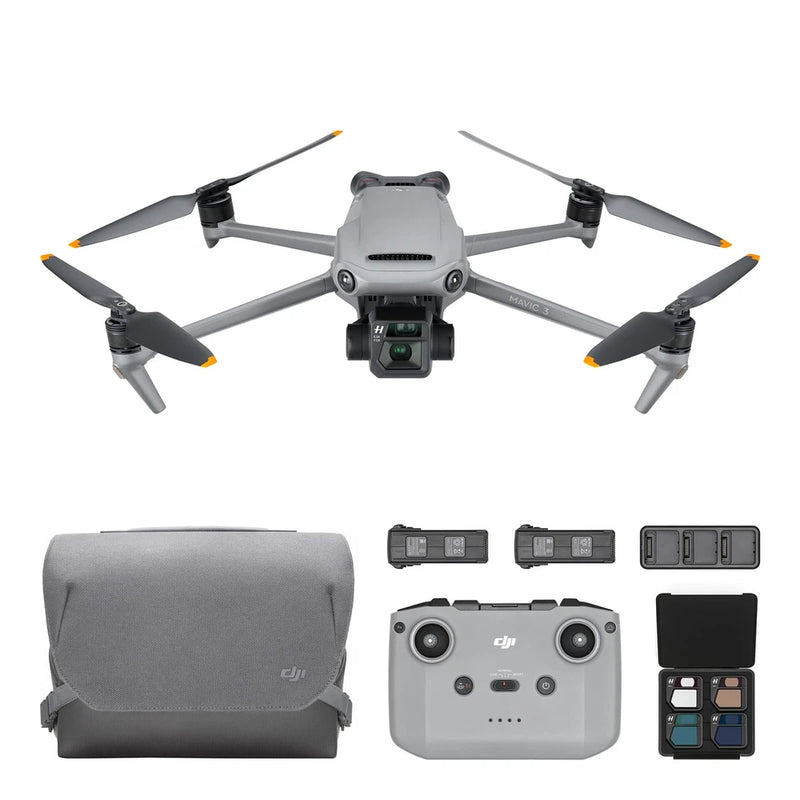 DJI drone battery pack kit with controller, spare batteries, and camera module