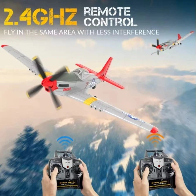 VOLANTEX P51D Mustang 2.4G 4CH Fighter 400mm RC Airplanes 6-Axis Gyro Aerobatic