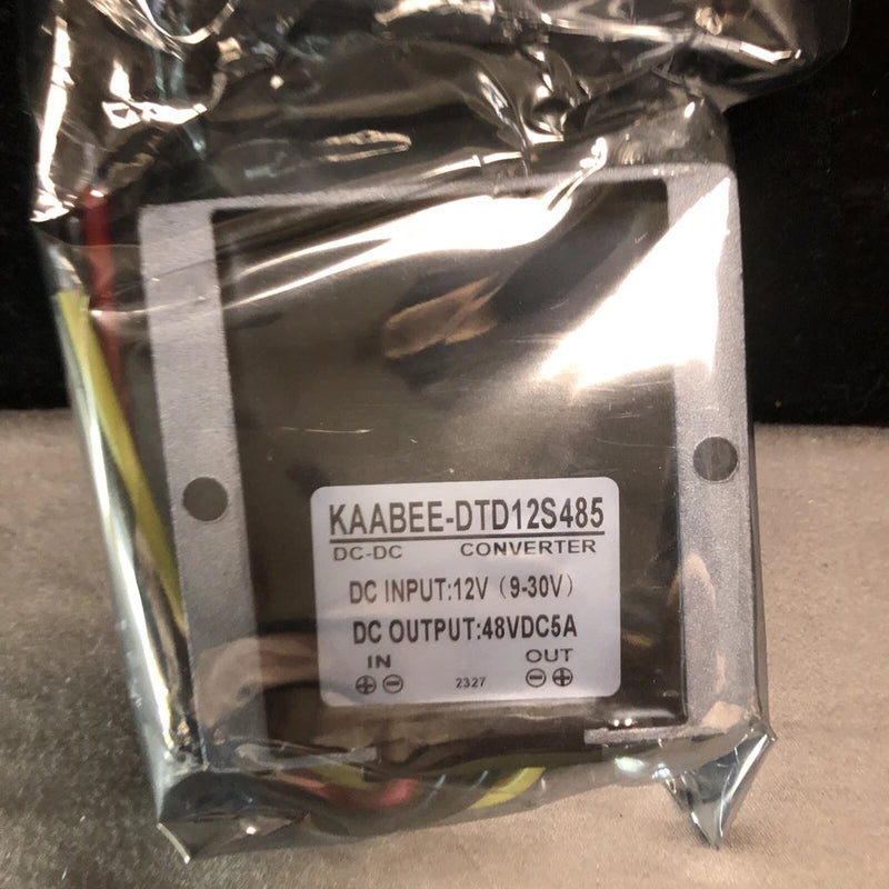KAABEE DC-DC converter module with label DTD12S485, input 12V, output 48VDC