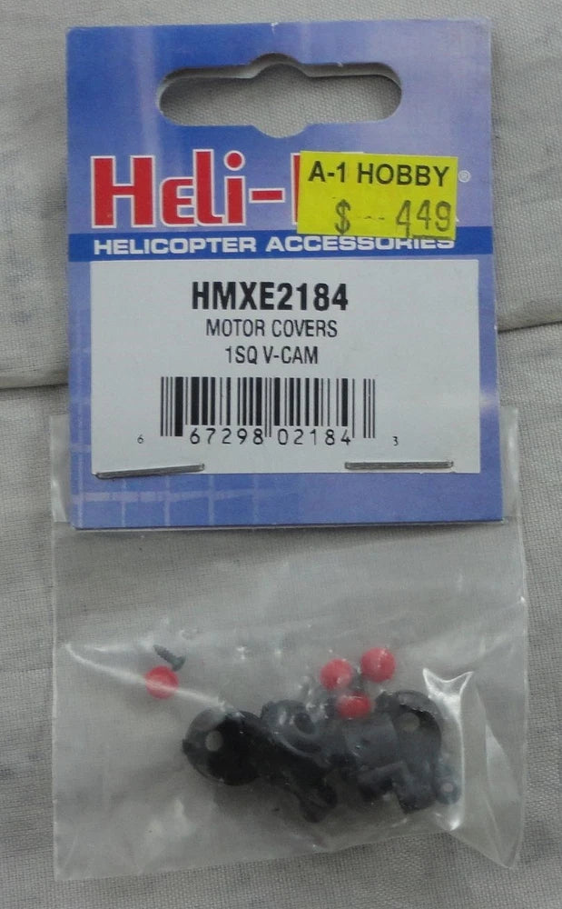 Helimax HMXE2184 1SQ V-Cam quadcopter motor covers, molded black pieces in bag