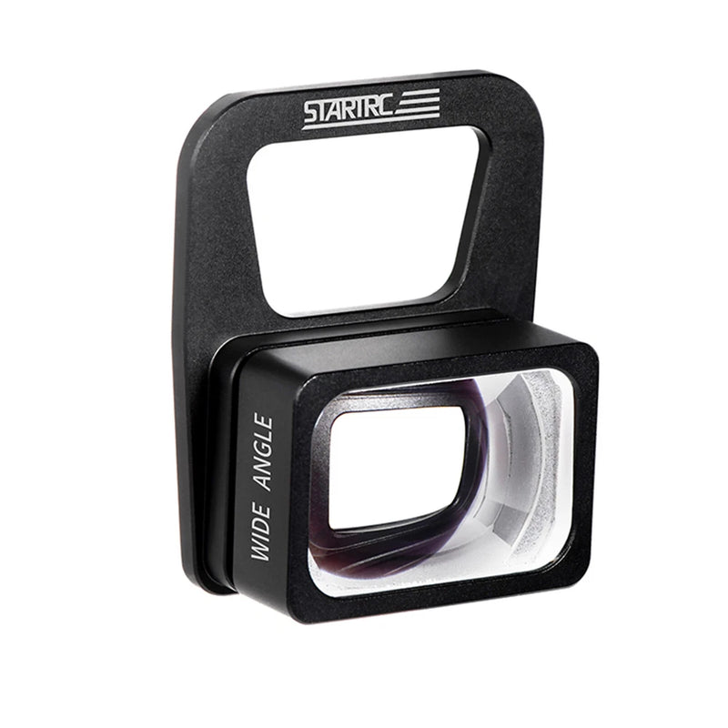Wide-angle drone mirror accessory with black housing and reflective lens