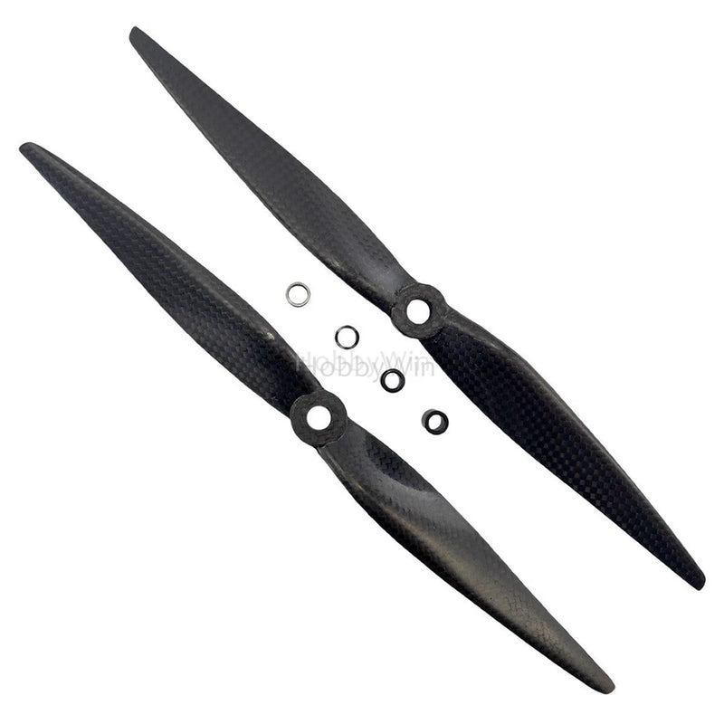 Carbon fiber quadcopter propellers, dark black blades with center mounting holes (CW/CCW)