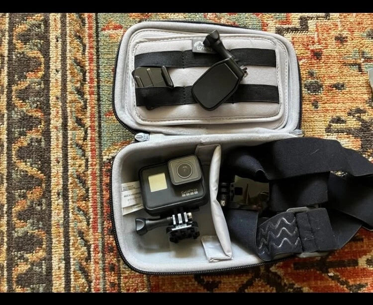 GoPro Hero 7 action camera kit in zip case with mounts and accessories