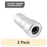 Battery terminal cleaning brush, 2-pack; silver cylindrical tool with circular bristle head
