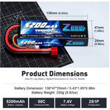 7.4V 5200mAh Lipo Battery 2S 50C for RC Car Trucks