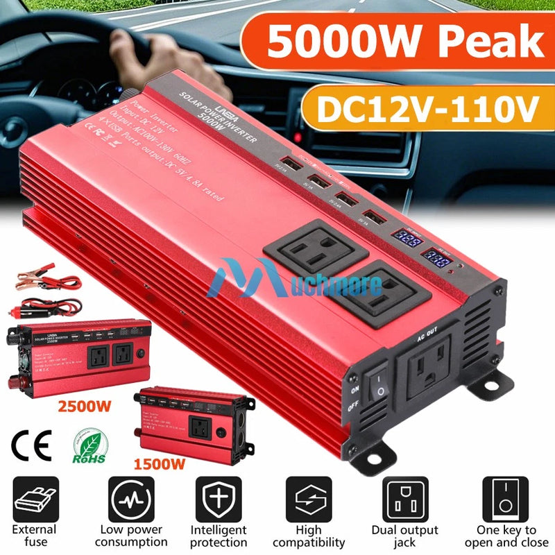 Inversores de corriente para coche de 5000 W Convertidor de 12V DC a 110V AC