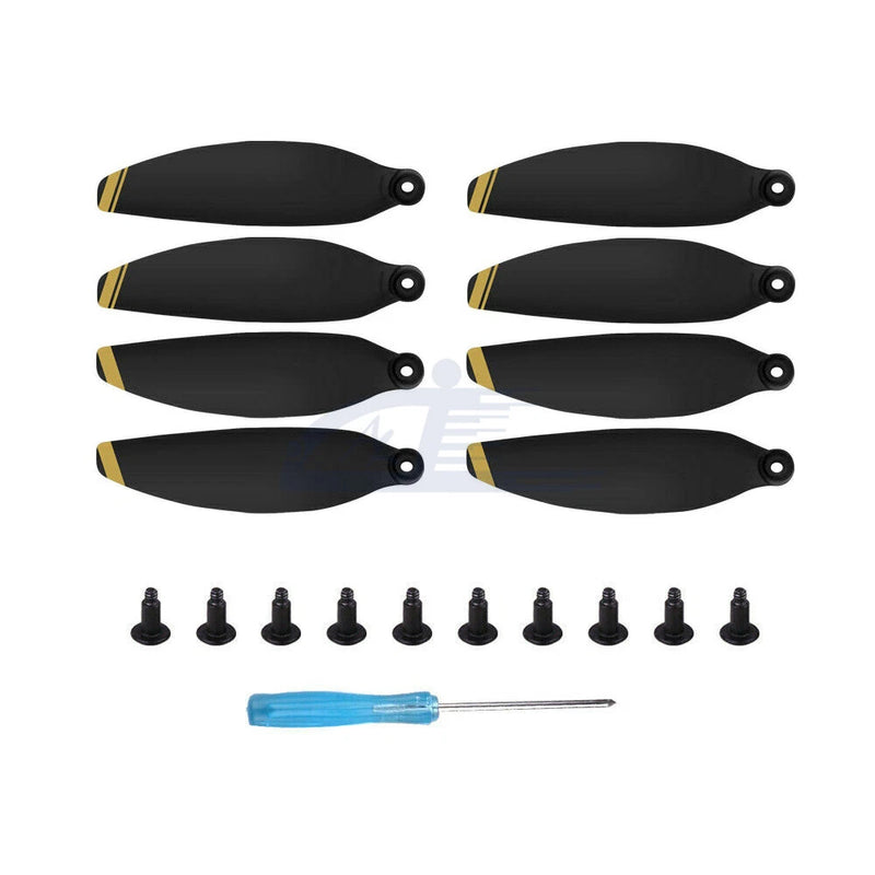 8pcs Low-Noise Propellers Blades RC Drone Props Black & Gold For DJI Mini 4K