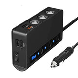 3-Socket Car Cigarette Lighter Splitter Power Adapter 4 USB QC3.0 Fast Charger