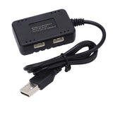 Black 2-in-1 7.4V LiPo balance charger with USB cable and dual ports, indicator light