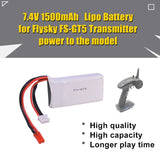 7.4V 1500mAh 2S Lipo Battery 54x30x13mm for Flysky FS-GT5 Transmitter RC Parts