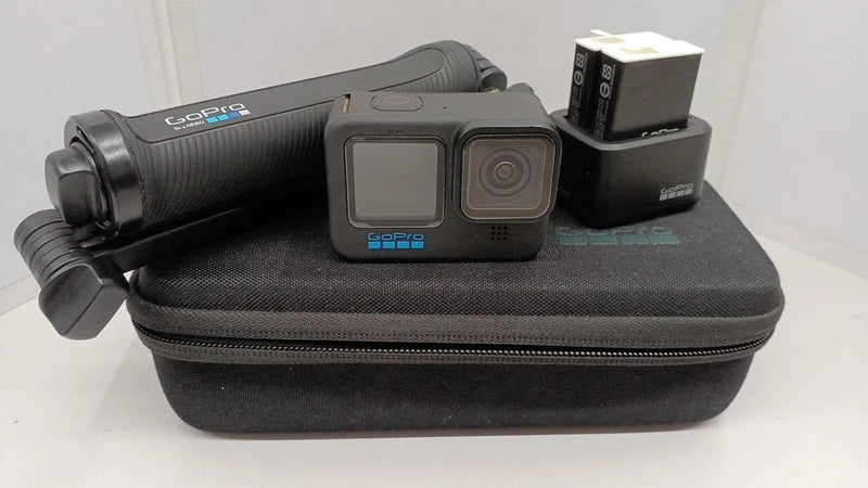 GoPro HERO10 action camera with rugged case, front lens and side buttons visible