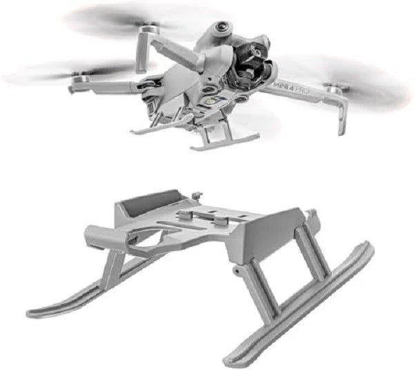 Foldable metal drone landing gear with two extended skids and brackets