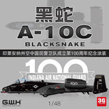 1:48 scale A-10C model plane in black with nose art and “Blacksnake” markings