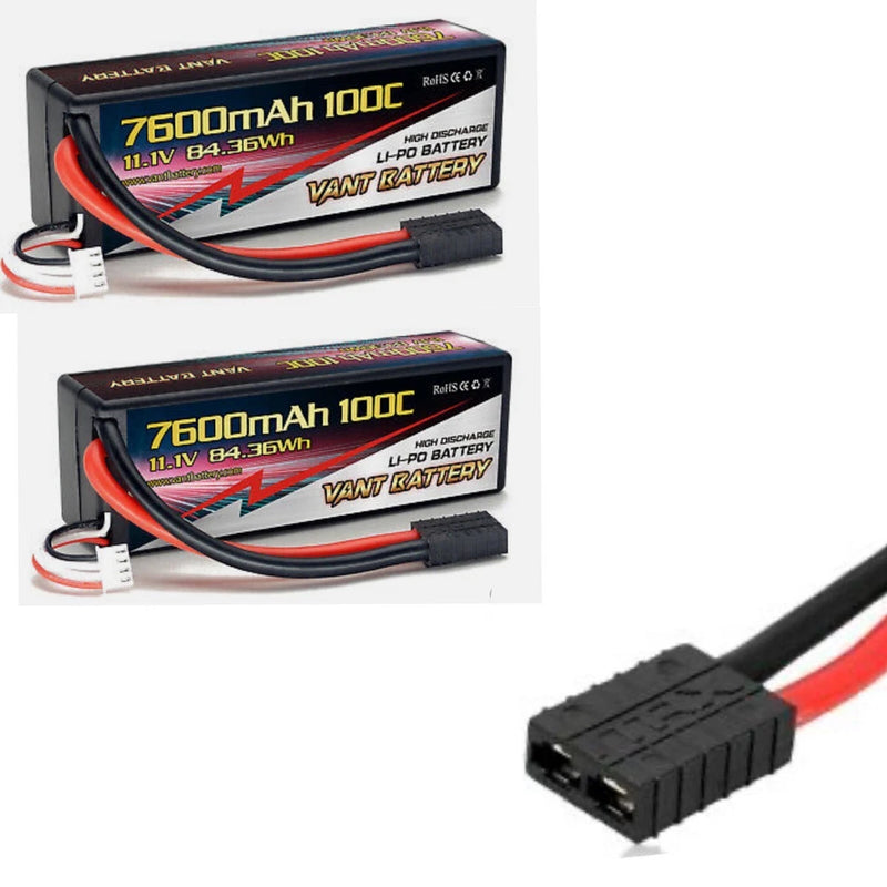2X VANT 3s 11.1v 7600mah 100c Lipo Battery FITS TRAXXAS Plug SLASH  POWERHOBBY