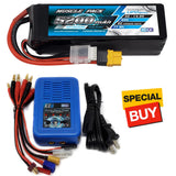 NHX Muscle Pack 4S 14.8V 5200mAh 50C Lipo Battery w/ XT60 / EZ6 Charger Battery