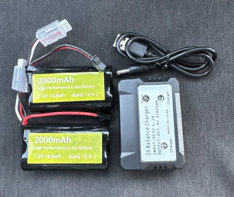 sea jump 2PCS 7.4V 2000mAh 15C 2S JST-2P Plug Li-ion Battery Battery