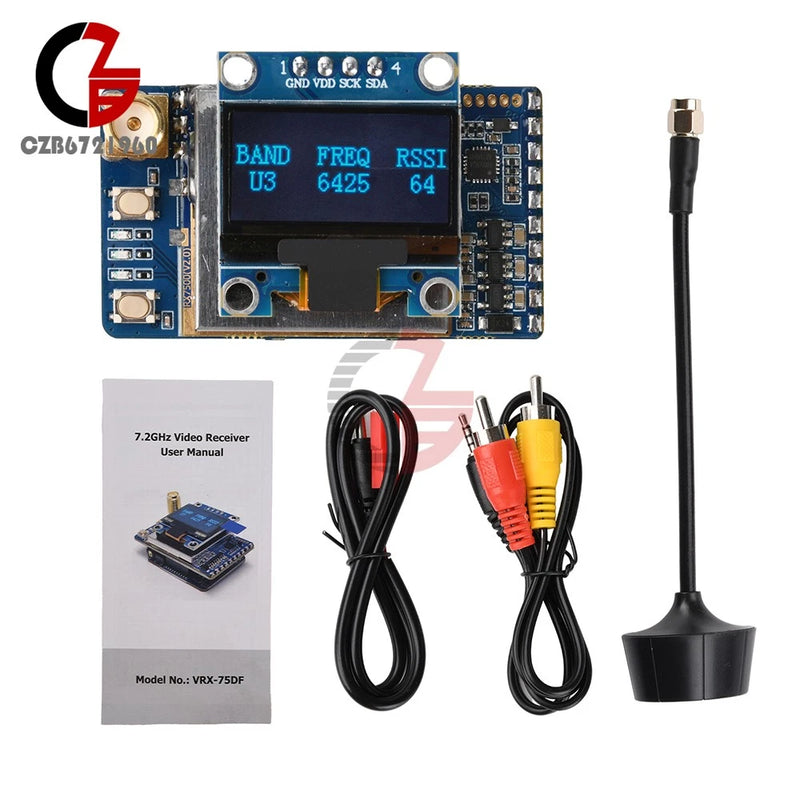 VRX-75DF Video Receiver 7.2GHz 64-Channel Analog Video Receiver for FPV drones