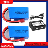 2Pcs 7.4V 1800mah 2S 20C Lipo Battery for Wltoys A959-b A969-b A979-b K929-B RC