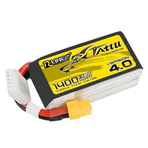 Tattu 1400mAh 4S 130C 14.8V R-Line Version 4.0 Lipo Battery with XT60 Plug Battery