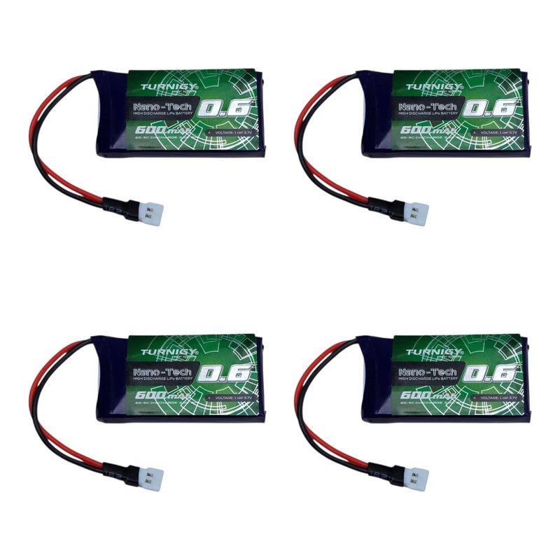 LOT OF 4 ~ Turnigy Nano Tech 600mAh 1S 3.7v 25C Lipo Battery Losi Plug Connector