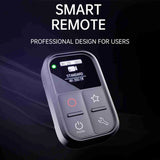 Action camera remote control with OLED screen, directional pad, and mode buttons