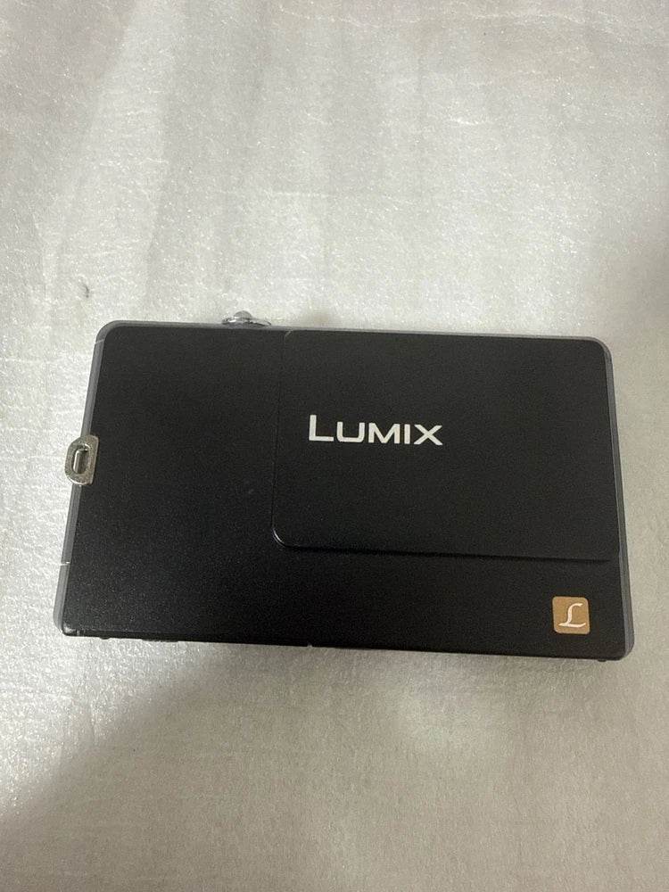 Panasonic LUMIX compact digital camera, black front with LUMIX logo
