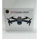 Foldable quadcopter drone with HD camera and four propellers, black.