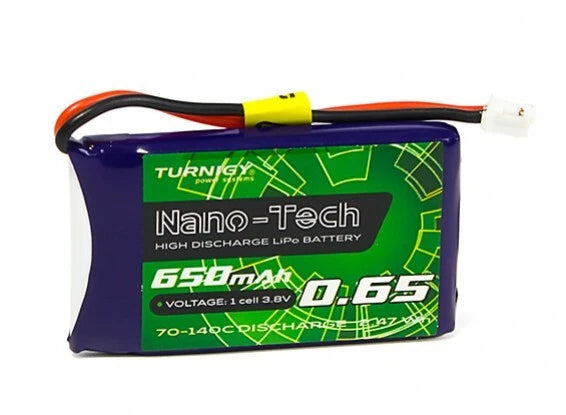 TURNIGY NANO-TECH PLUS 650mAh 1S 3.8V 70C-140C LIPO BATTERY JST-PH (MCPX) BLADE