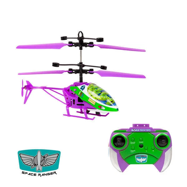 Buzz Lightyear 2CH RC helicopter, green cockpit, purple blades and remote controller