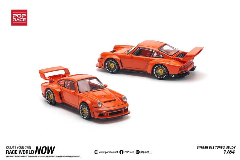 1:64 die-cast Singer DLS Turbo track cars, orange, two-car pair
