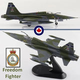 Canadian CF-5A Freedom Fighter die-cast model fighter jet in olive green with stand