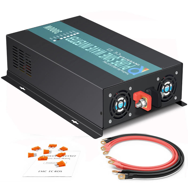Pure Sine Wave Inverter 3000W 48V DC to 120VAC LED power converter camp rv solar