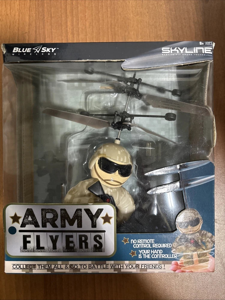 Boxed Army Flyers sky blue sky wireless drone with goggles, no remote required