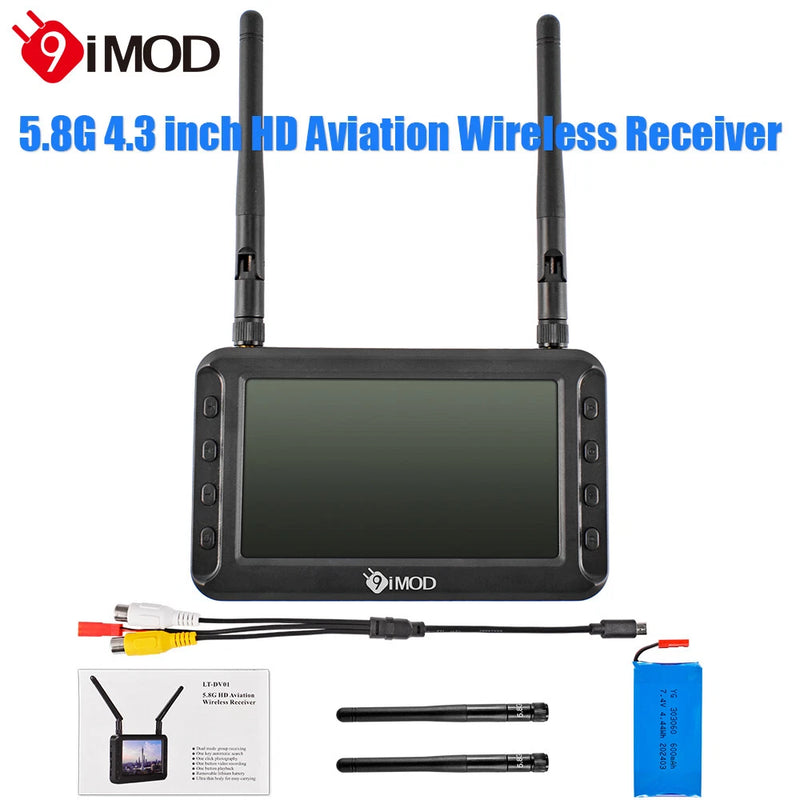 5.8GHz Mini FPV Monitor With Battery 4.3" High Definition/Brightness for Drone