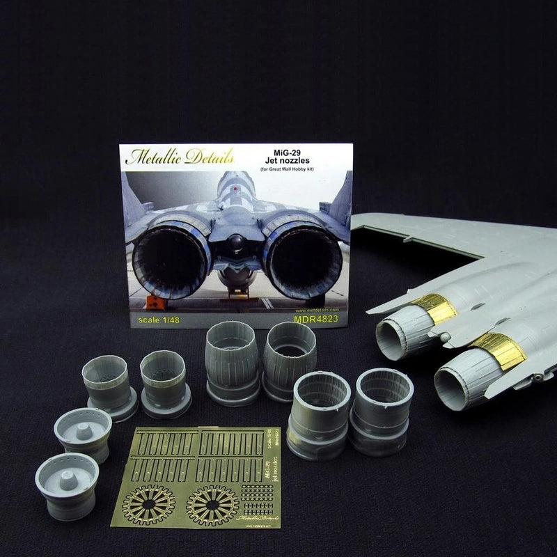 Jet nozzle detail set with resin sleeves and photo-etched panels for 1:48 models