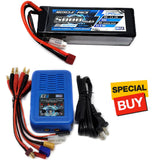 NHX Muscle Pack 3S 11.1V 5000mAh 50C Lipo Battery w/ Deans Plug / EZ6 Charger Battery