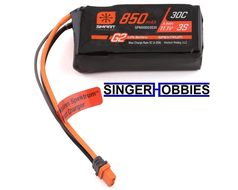 Spektrum SPMX8503S30 3S Smart G2 LiPo 30C Battery Pack (11.1V/850mAh) w/ IC2 HH Battery