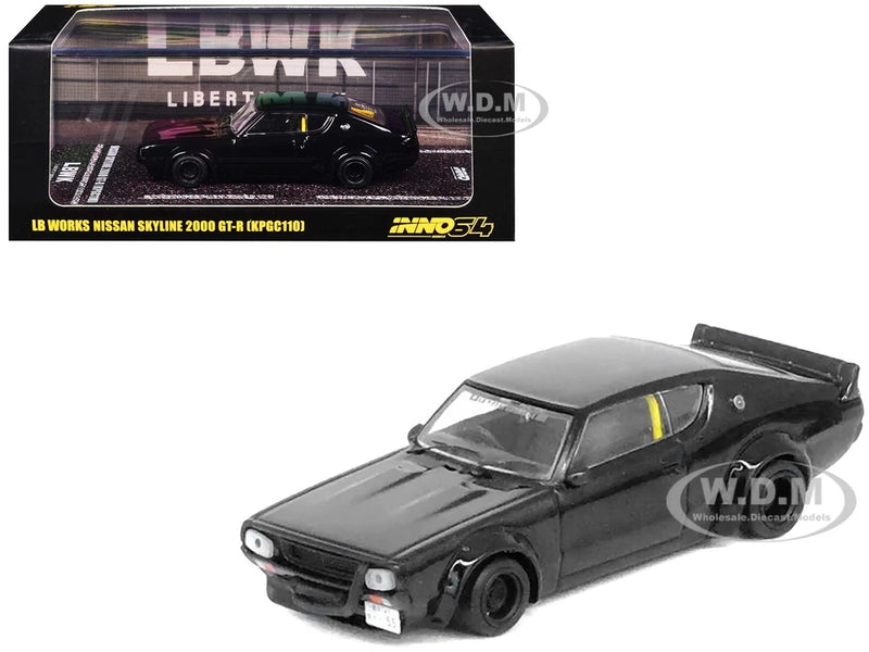 NISSAN SKYLINE 2000 GT-R KPGC110 RHD BLACK 1/64 INNO MODELS IN64-KPGC110LB-BLA